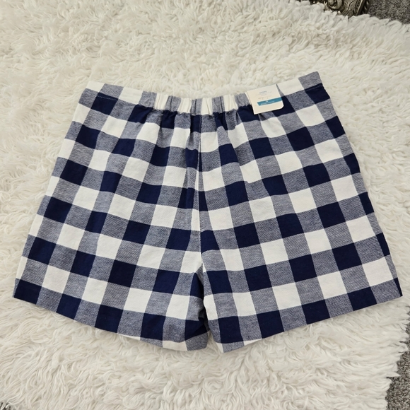 Old Navy High Rise Linen Cotton Blend Plaid Blue White Shorts. Size 14. Side zip - Picture 3 of 10